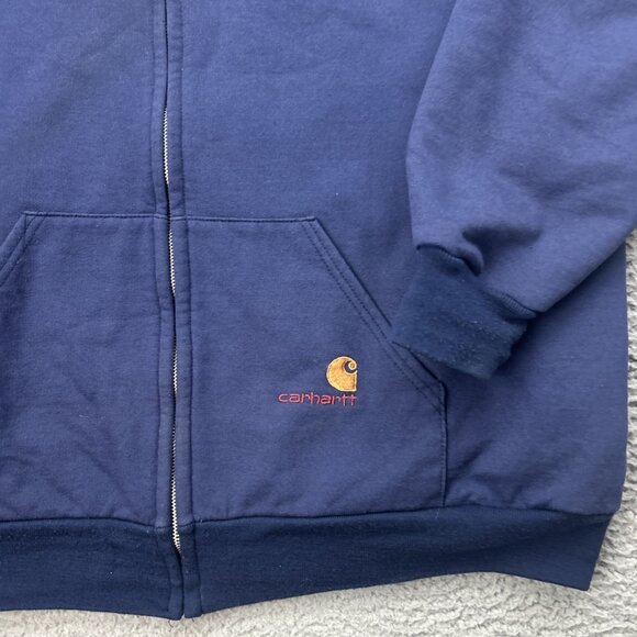 Carhartt Full Zip Hoodie Lined Blue Size XXL Sweatshirt Heavy Vintage USA Rugged - Picture 2 of 7